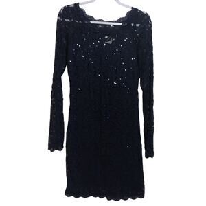 My Michelle Navy Blue Lace & Sequin Bodycon Dress Event Classic Size L
